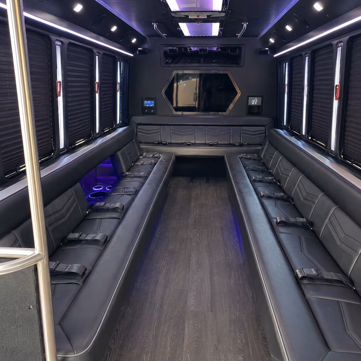 johns creek 18 passenger party bus interior