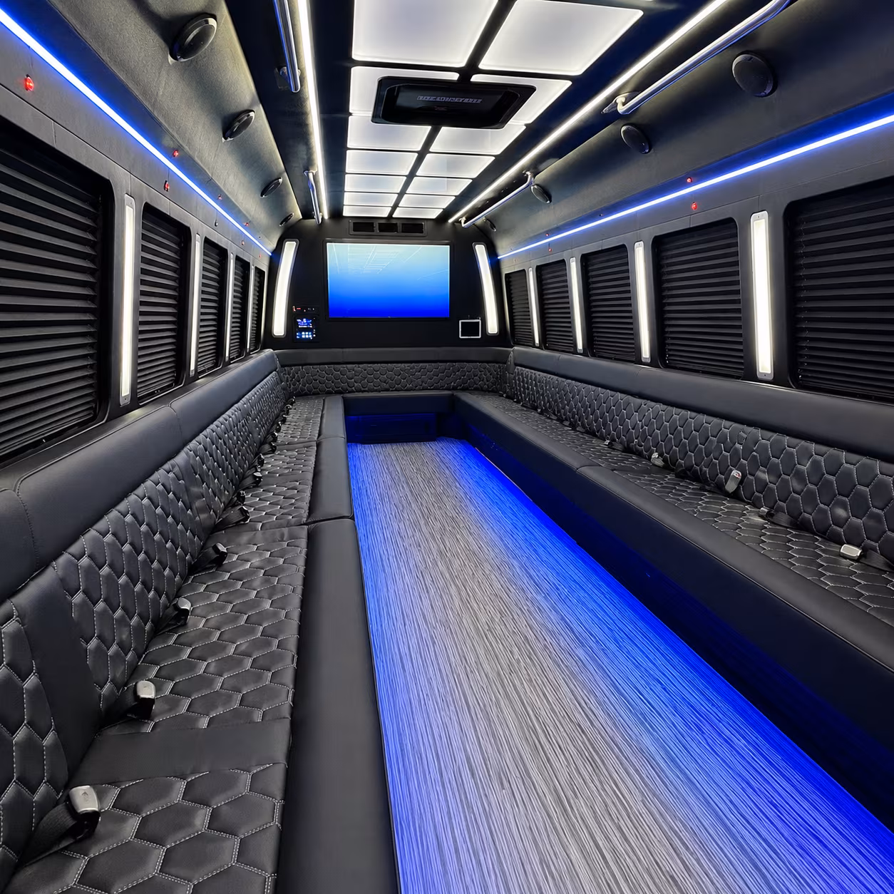 johns creek 50 passenger party bus inside